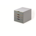 DURABLE Desktop Drawer Organizer (VARICOLOR 4 Compartments with Removable Labels) 14" x 11.5" x 11" (LxWxH), Gray & Mult