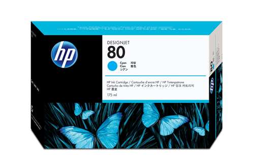HP No 80 Cyan Ink Cartridge, 175ml, WW