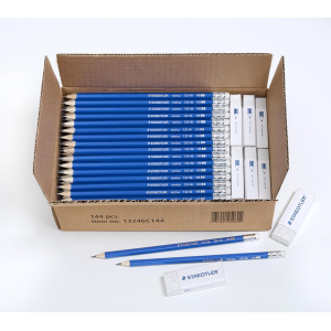Staedtler Norica Graphite HB2 Pencils - Set Of 144 Pencils, 12 Eraser Caps
