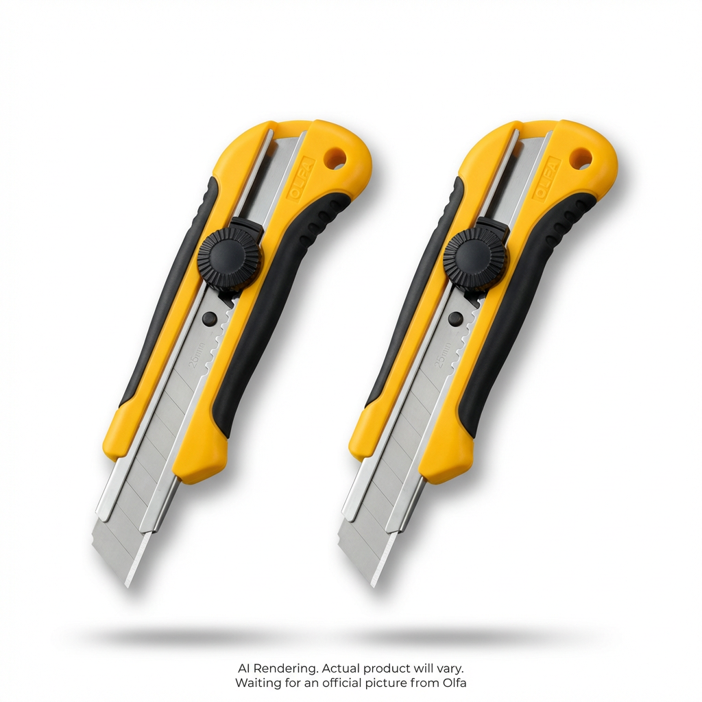 OLFA 25mm H-1/CP3 Rubber Inset Utility Knife, 2pk  NEW - 2 Units