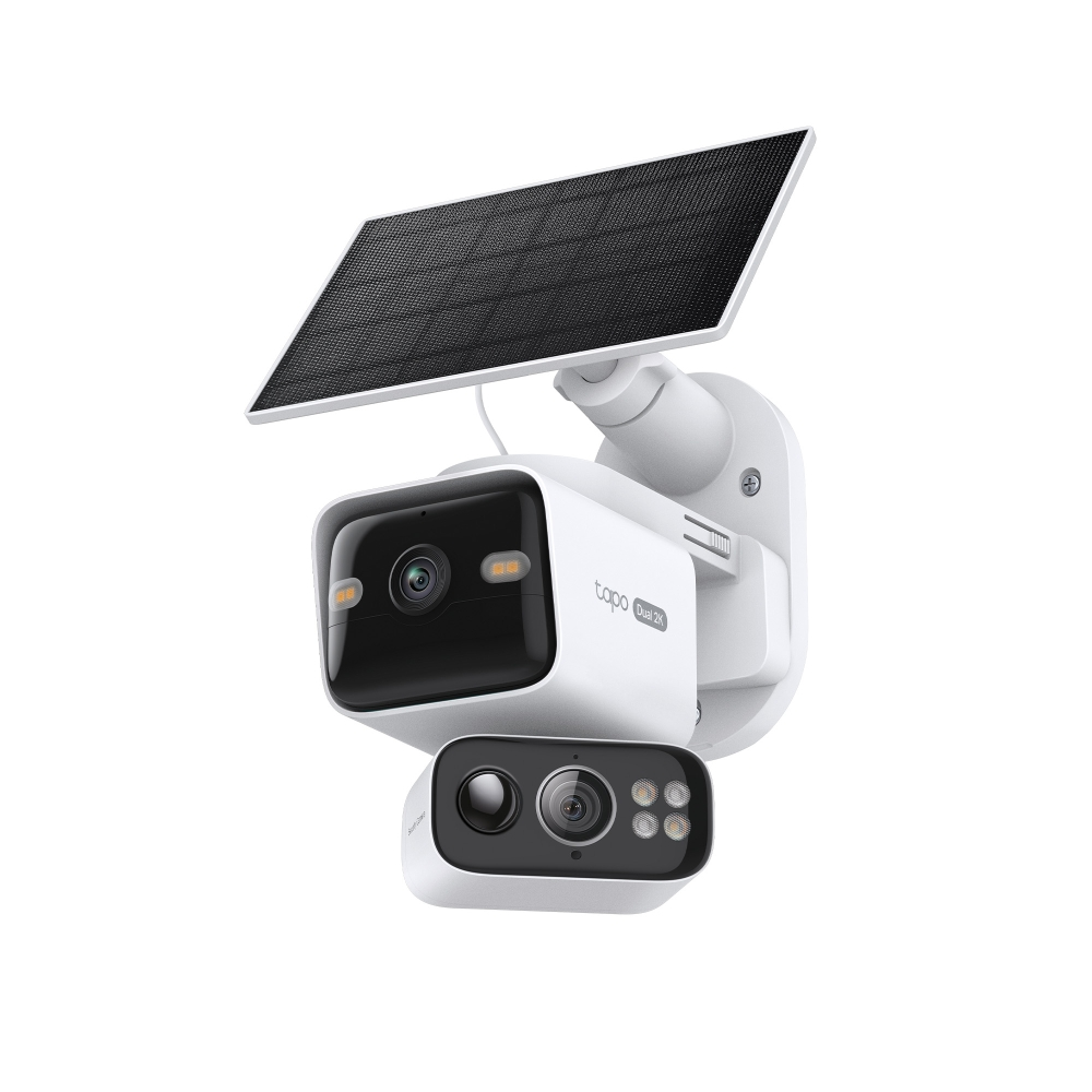 Solar-Powered Dual-Lens Pan/Tilt Security Camera Kit