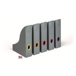 DURABLE VARICOLOR Magazine File Holder, Color Coded Organizer, GRAY/MULTICOLOR - 5 PK
