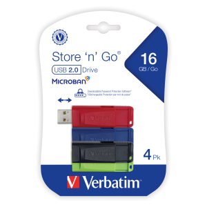 Verbatim 16GB SnG USB 4PK Blue/Red/Gr/Blk Ret