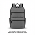 Bugatti BKP2540BU-GREY Madison Nylon Laptop Backpack – High-Capacity 15.6 Inch Bag with Vegan Leather Trim