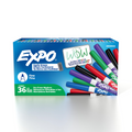 EXPO Dry Erase Markers, Low Odour Ink, Assorted Colours, Fine Tip, 36 Count