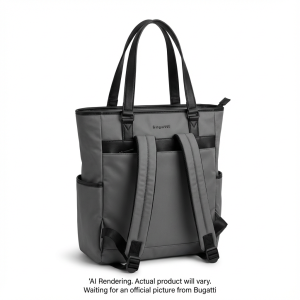 Bugatti Madison Women's Business Tote Bag - Grey Vegan Leather Large Capacity Professional Carryall CNV2538BU
