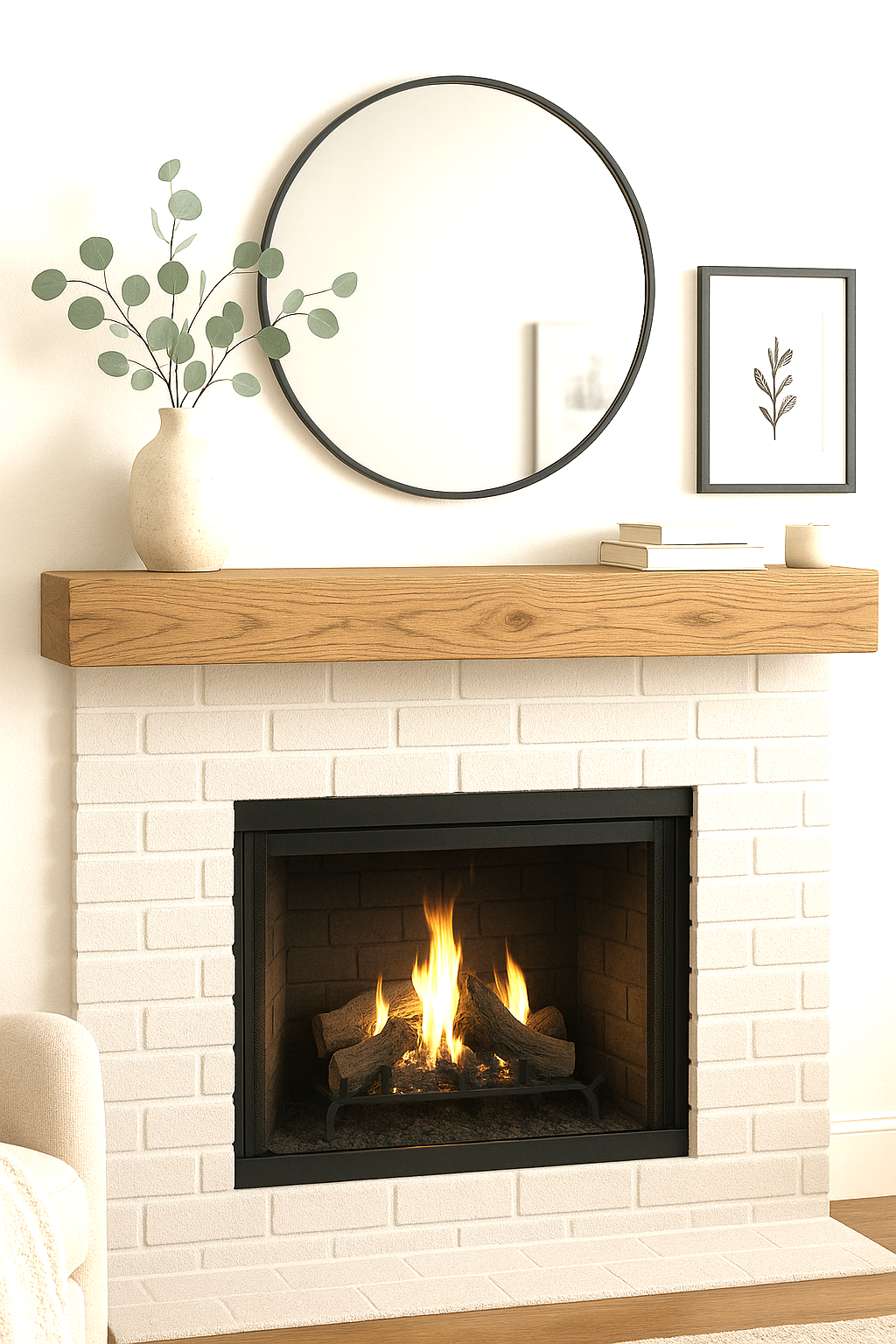 Floating Beam Fireplace Mantel 72 x 5 x 7 Honey