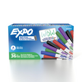 EXPO Dry Erase Markers, Low Odour Ink, Assorted Colours, Ultra Fine Tip, 36 Count